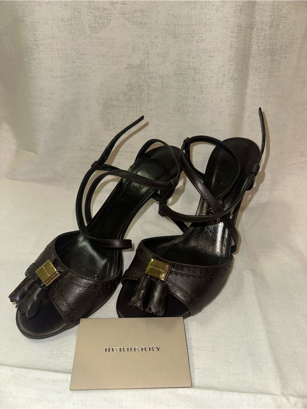 Burberry Dark Chocolate Leather Brogue Rick 85 Sandal Size 7